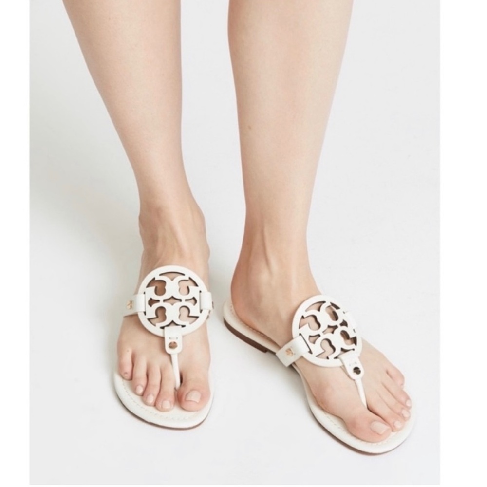 TORY BURCH Gold Miller Sandals- Size none measurements In the